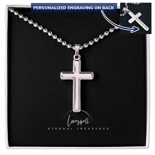 Personalized Cross Necklace with Ball Chain